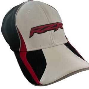 Polaris‎ RZR Hat Cap L-XL White Red Baseball Racing Fitted Hat VTG 90s